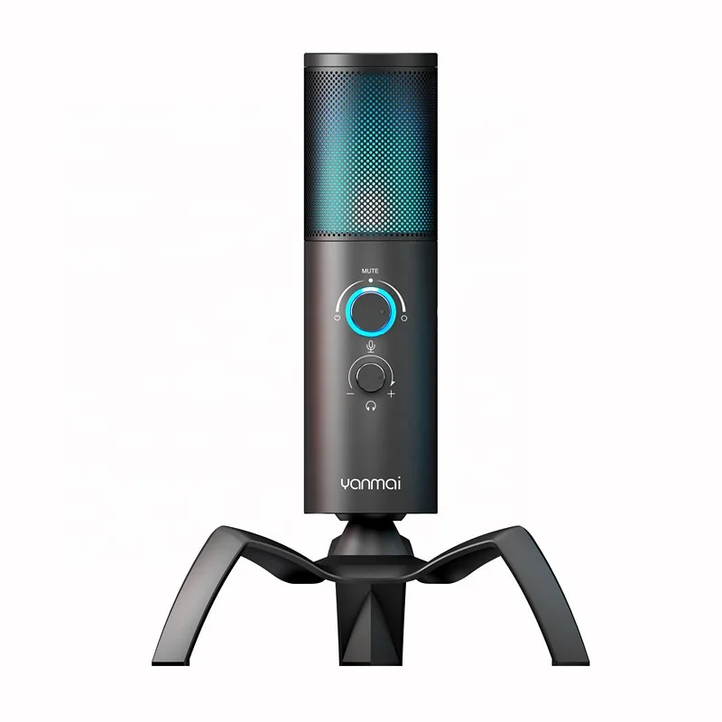 Студийный микрофон Q18 с RGB-подсветкой, со штативом