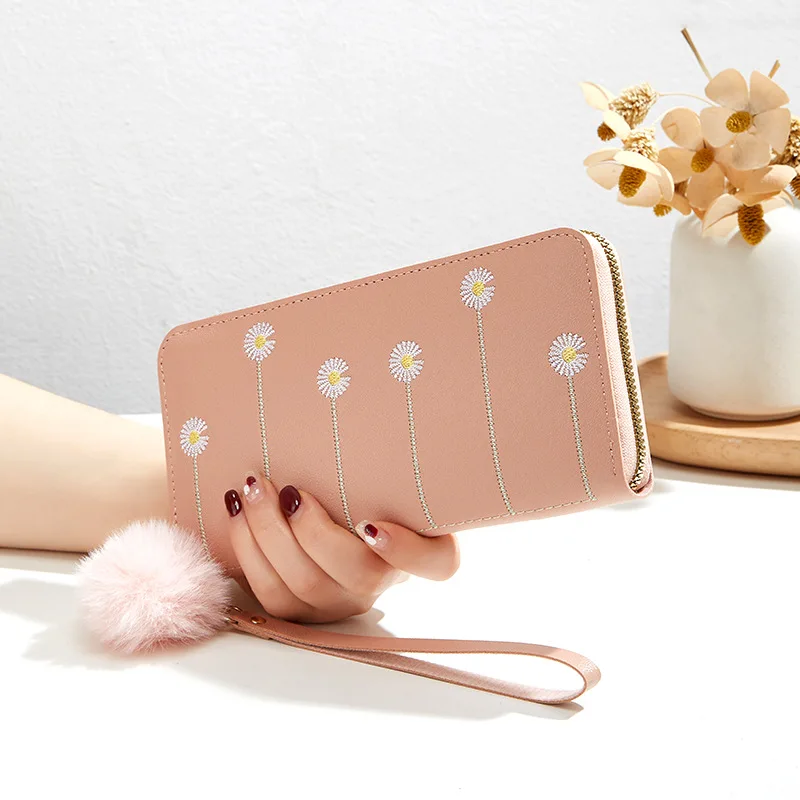 NEW purses girls 2024 wholesale plush flower print wallets fresh sweet card key long wallets women purse