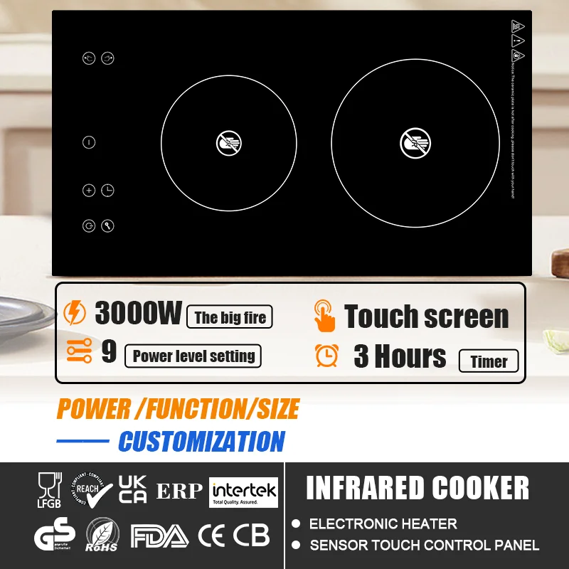New Arrival Product Touch Screen 3000W 9 Power Sensor Control Fashion Wholesale Price Multi Infrared Cooker