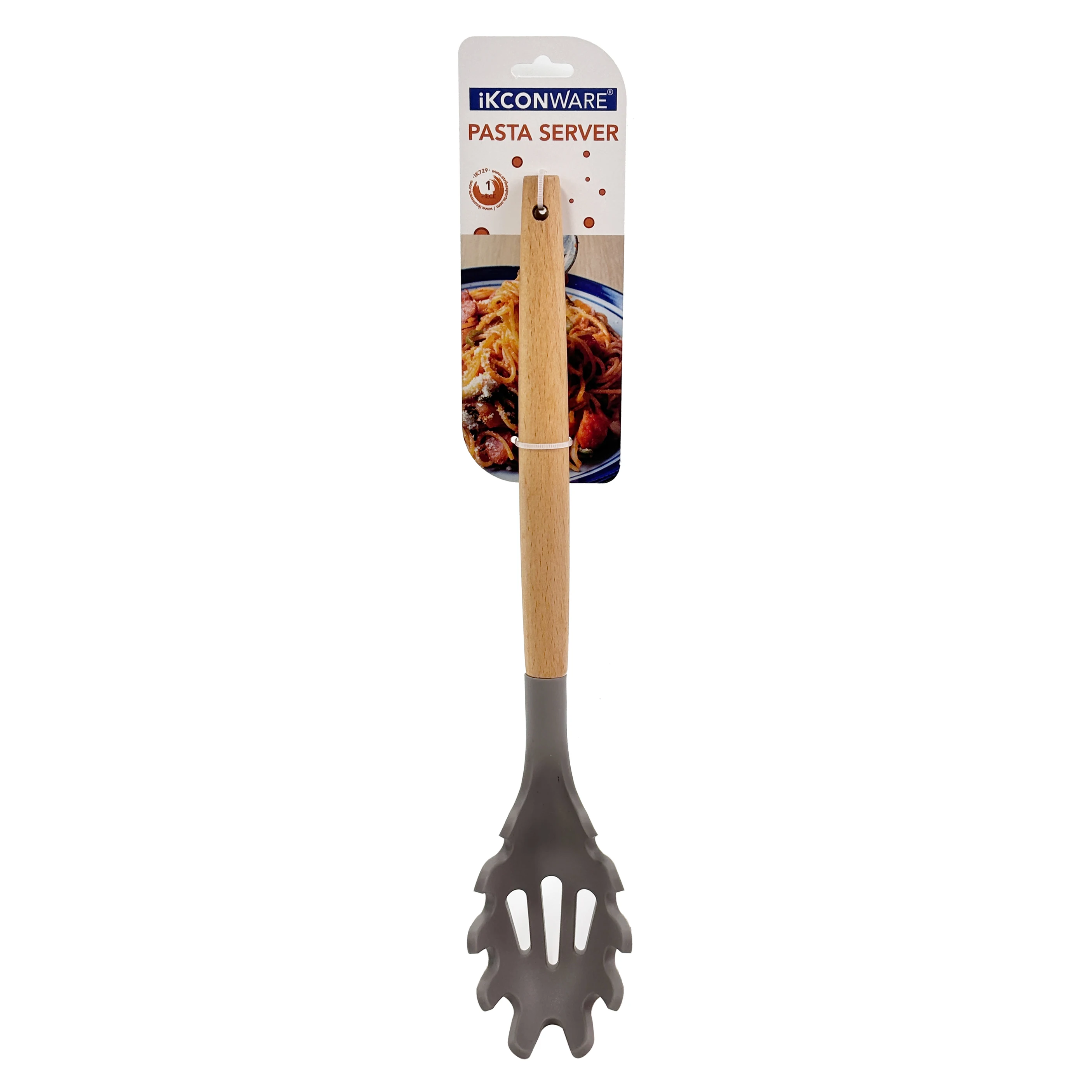Wholesale Silicone/Nylon Head Flexible and Non-Slip Kitchen Spoon for Spaghetti Professional Pasta Server with Wooden Handle