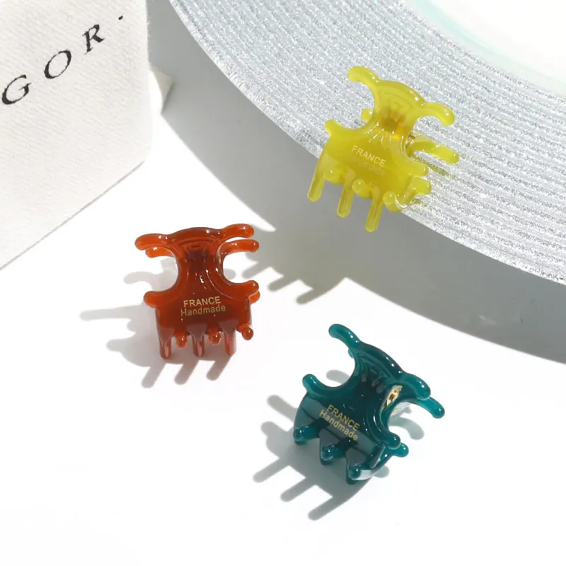 creation france logo mini hair clip luxury branded hair claw accessories french acetate  mini hair claw clip women girl hairclip