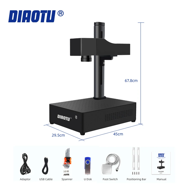 DIAOTU Small Desktop 20w 30w 50w 60w Laser Engraving Machine Metal Plastic Fiber Laser Marking Machine for Plastic Tag