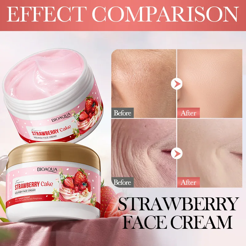BIOAOUA Strawberry Cake Nourishing Facial Cream Brightening Collagen Hydrating Moisturizing Cream Skin Care Cream 100g