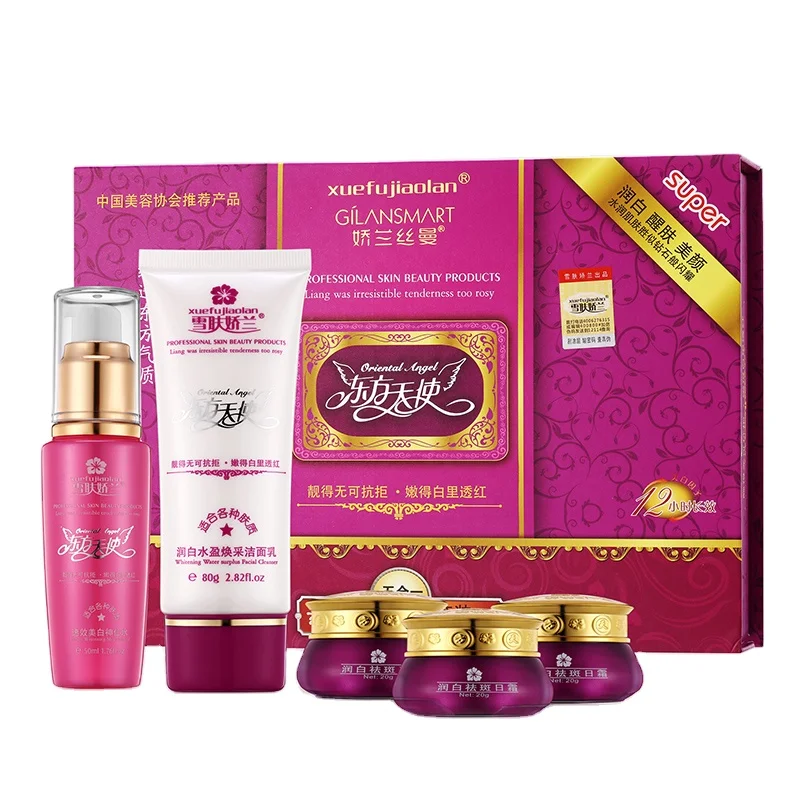 Hot selling in Southeast Asia Private Label 5 IN 1 Organic Vegan Anti Acne Freckle Whitening Moisturizing Skin Care Set