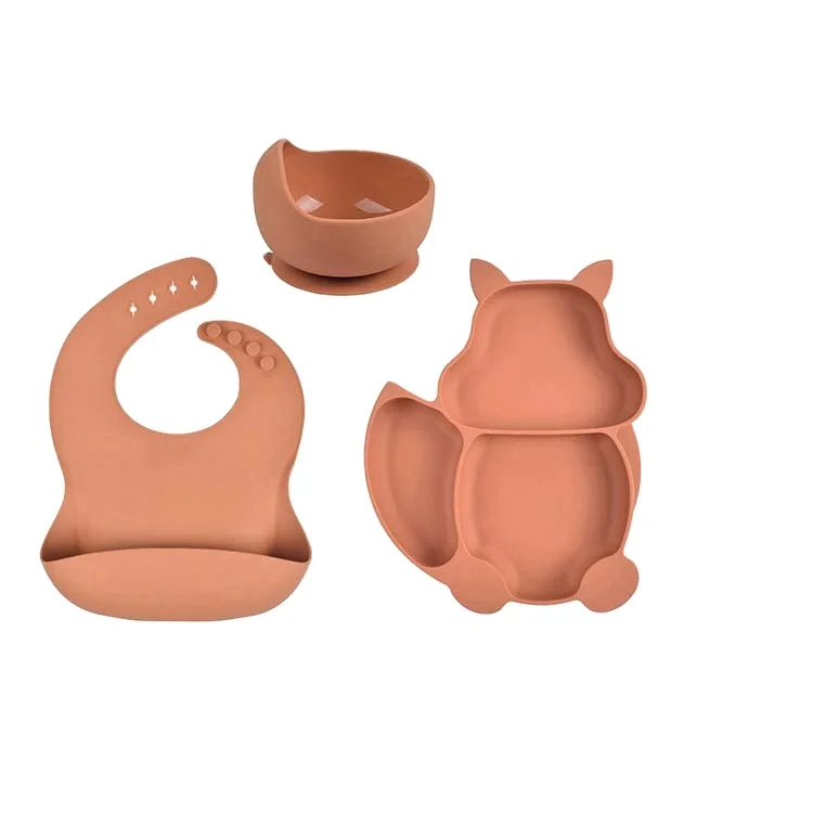 
Amazon HOT SELLING New Products 2021 Unique BPA Free Newborn Silicone Baby Feeding Set Supplies with silicone BIB 