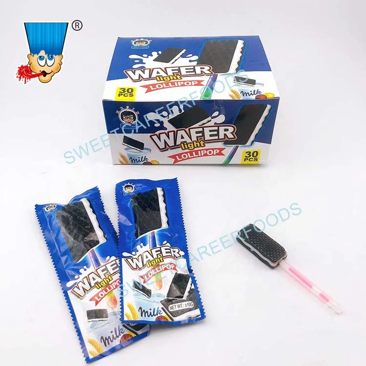 Glow Stick Fluorescent Wafer Biscuit Shape Lollipop Hard Candy Confectionery