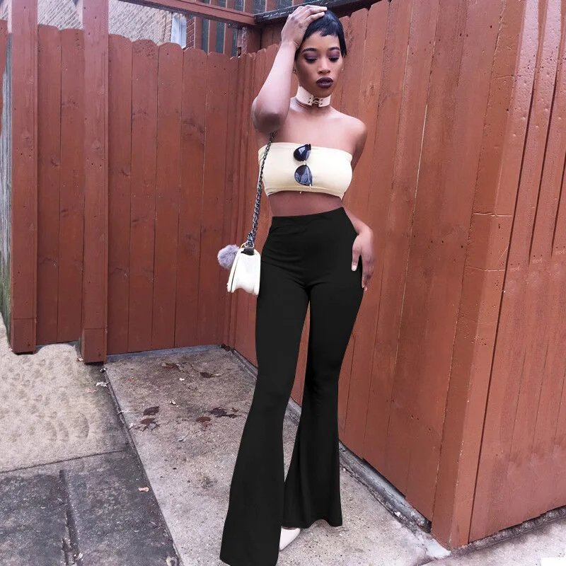 Custom wholesale latest ladies trousers women flare corduroy pants