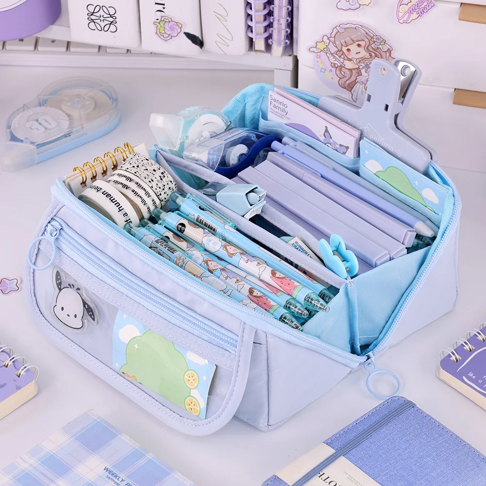 Custom Girls Cute Pencil Case Zipper Large Capacity School Student Pen Bag Polyester Pouch Office Stationery Bag