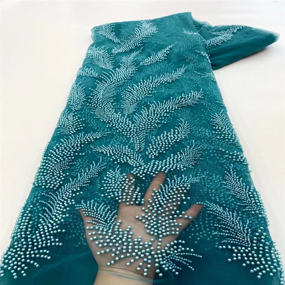 Wholesale Price Embroidery Fabric Wedding Dress Stage Performance Dress Lace Mesh Fabric Bead Lace