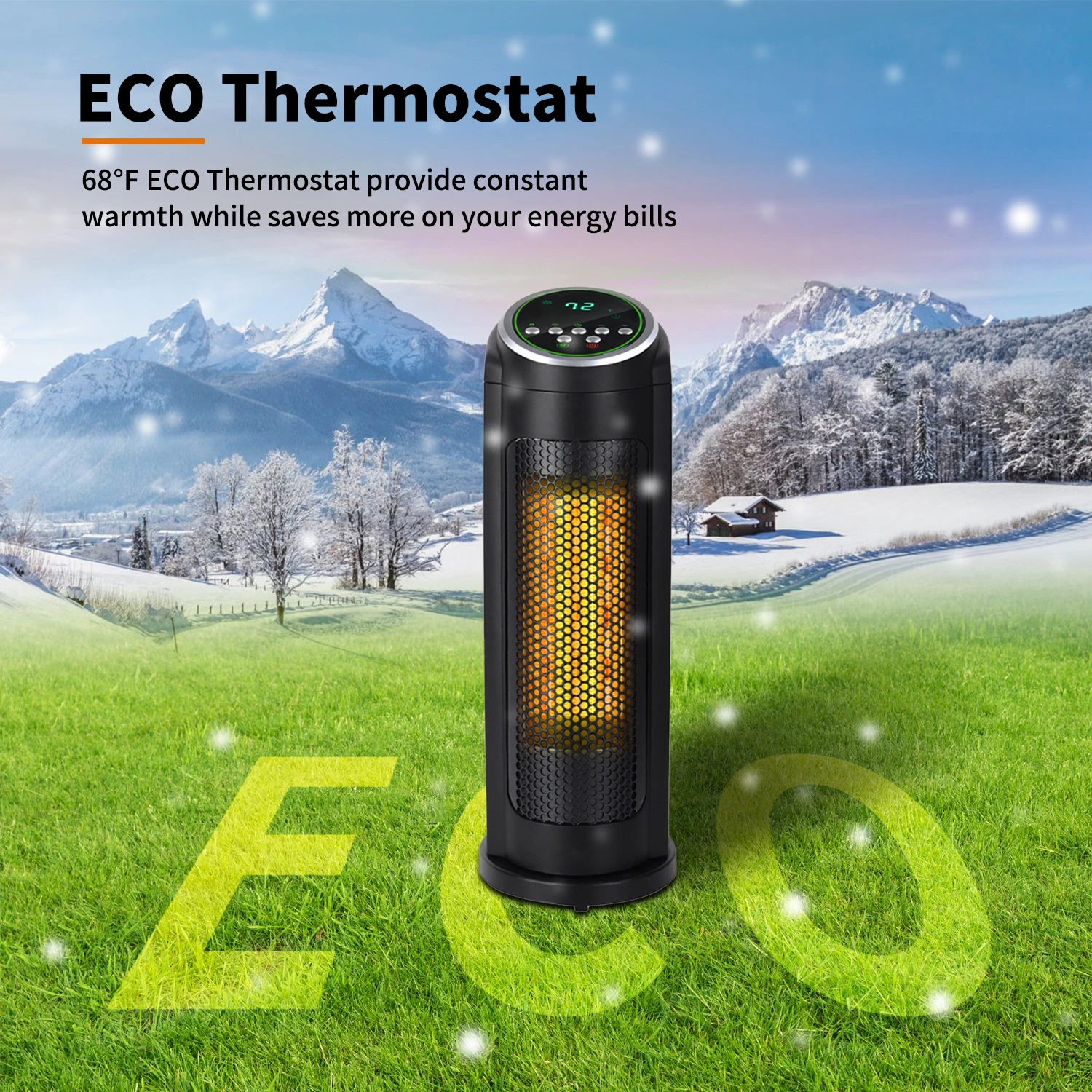 cETLus CE ERP RoHS 16 Inch Electric Portable Indoor Home Space Living Room Bedroom PTC Ceramic Digital Tower Heaters