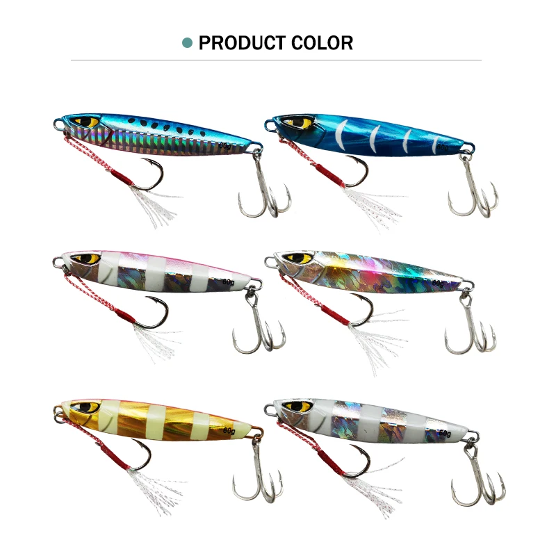 LUTAC 15g/20g/30g/40g/60g Bait Jig Metal Hard Fishing Lure  Fast Jigging Fishing Lure With Hook