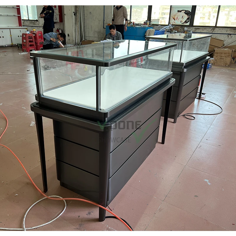 Custom Jewellery Counter Display Cabinet Used Glass Display Cases MDF Jewelry Showcase