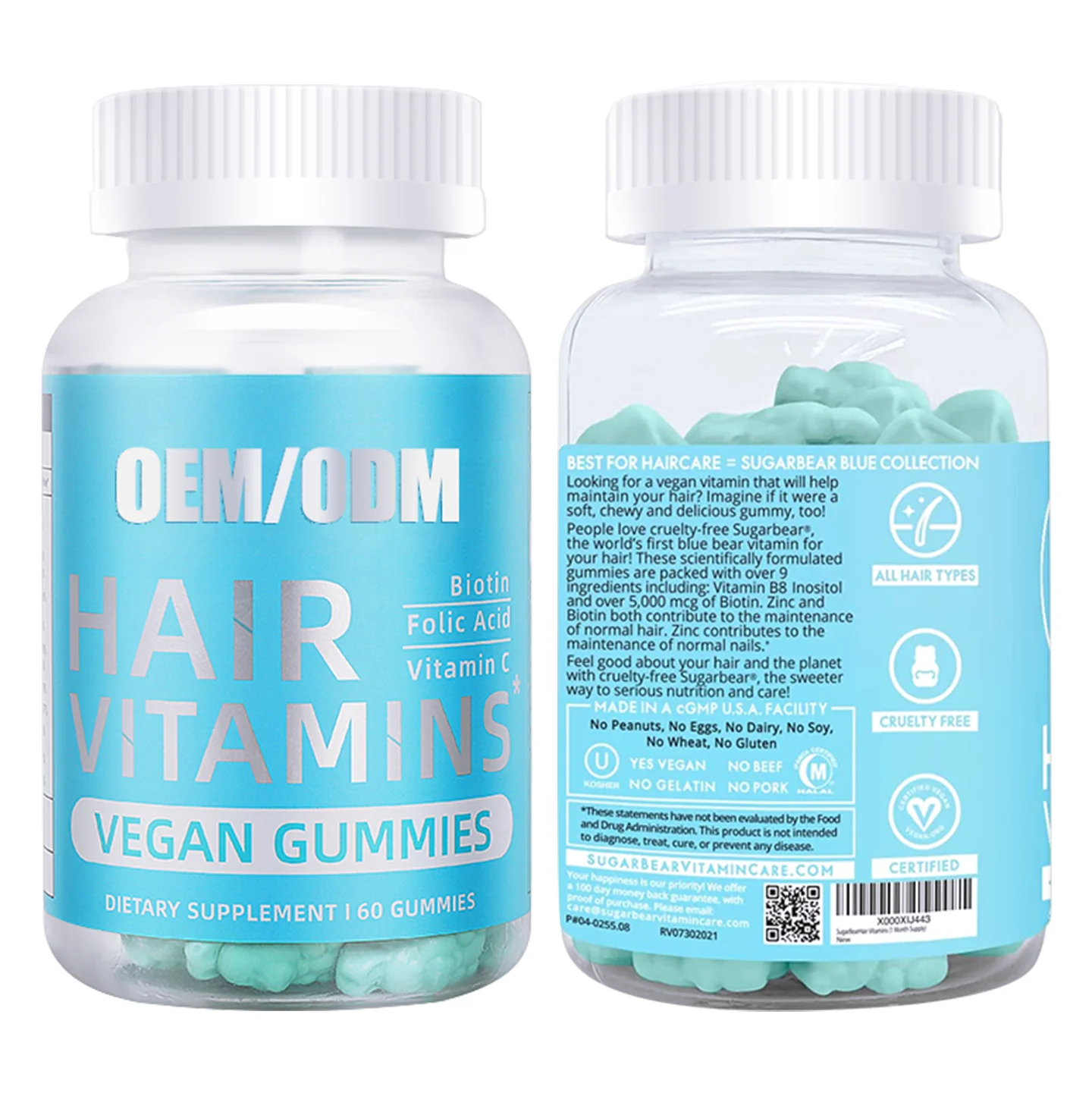 Private Label Biotin Gummies with Collagen Vitamin Gummy Bear Improve Hair Skin And Nail Growth