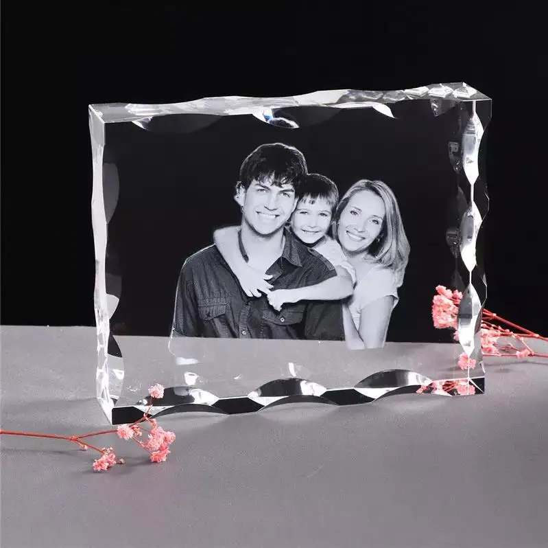 High Quality Custom Blank Crystal Photo Frame Exquisite 3d Laser Engraving K9 Crystal Cube Couple Gifts Crystal Crafts