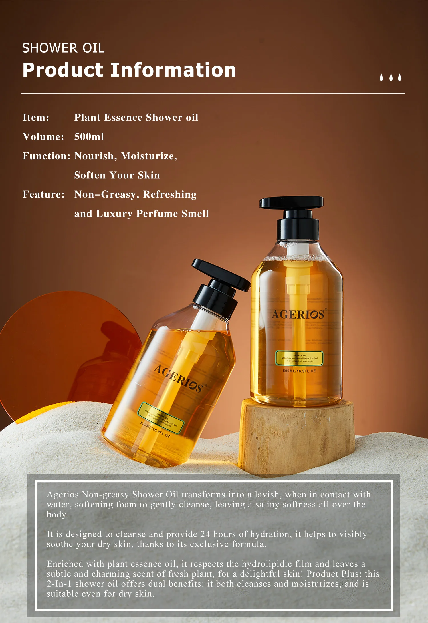 Factory Wholesale OEM ODM Softening Shower Gel Whitening Deep Cleaning Body Oil