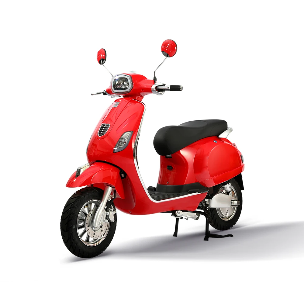 Classic Vintage Style Orange Electric Scooter Moped 48V 1200W Electric Scooter with Large Disc Brake