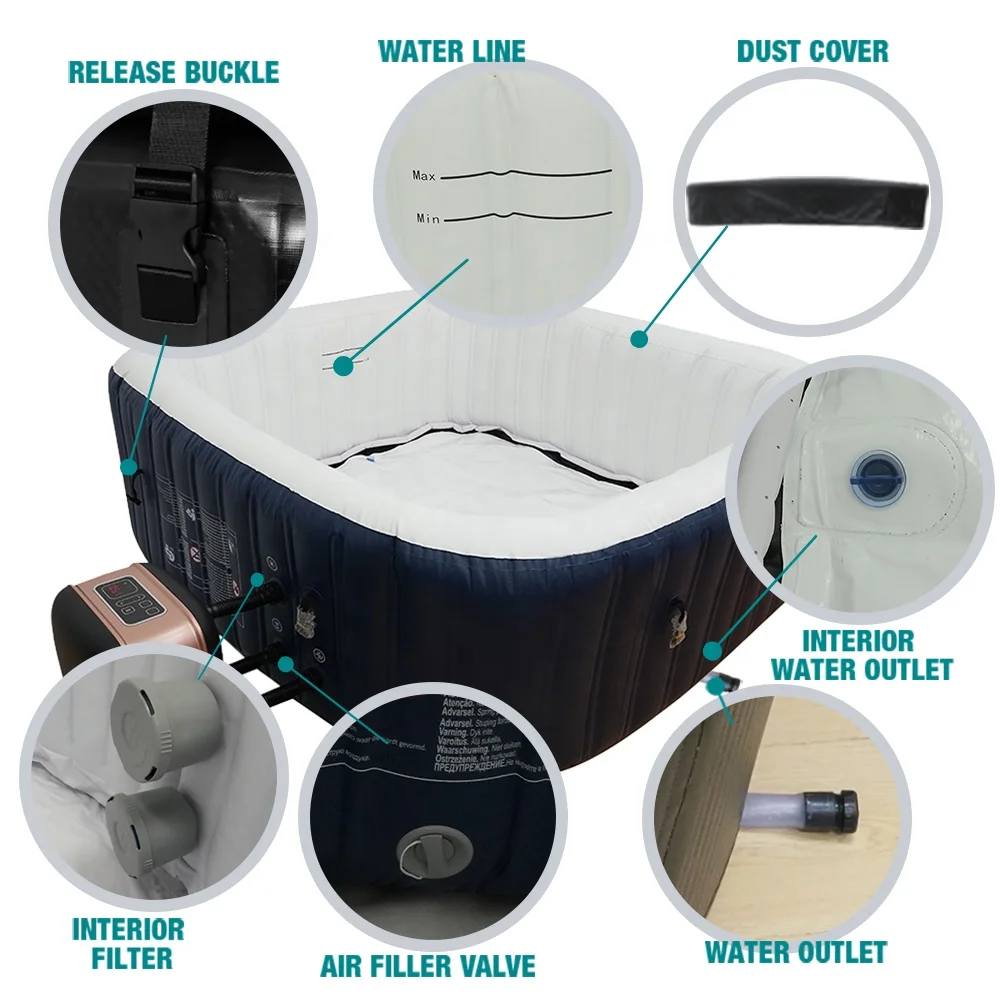 New Trend Inflatable Spa Hot Tub Round Spa Portable Hot Tub Model 2-4 Person Outdoor Inflatable Spa Massage Tub