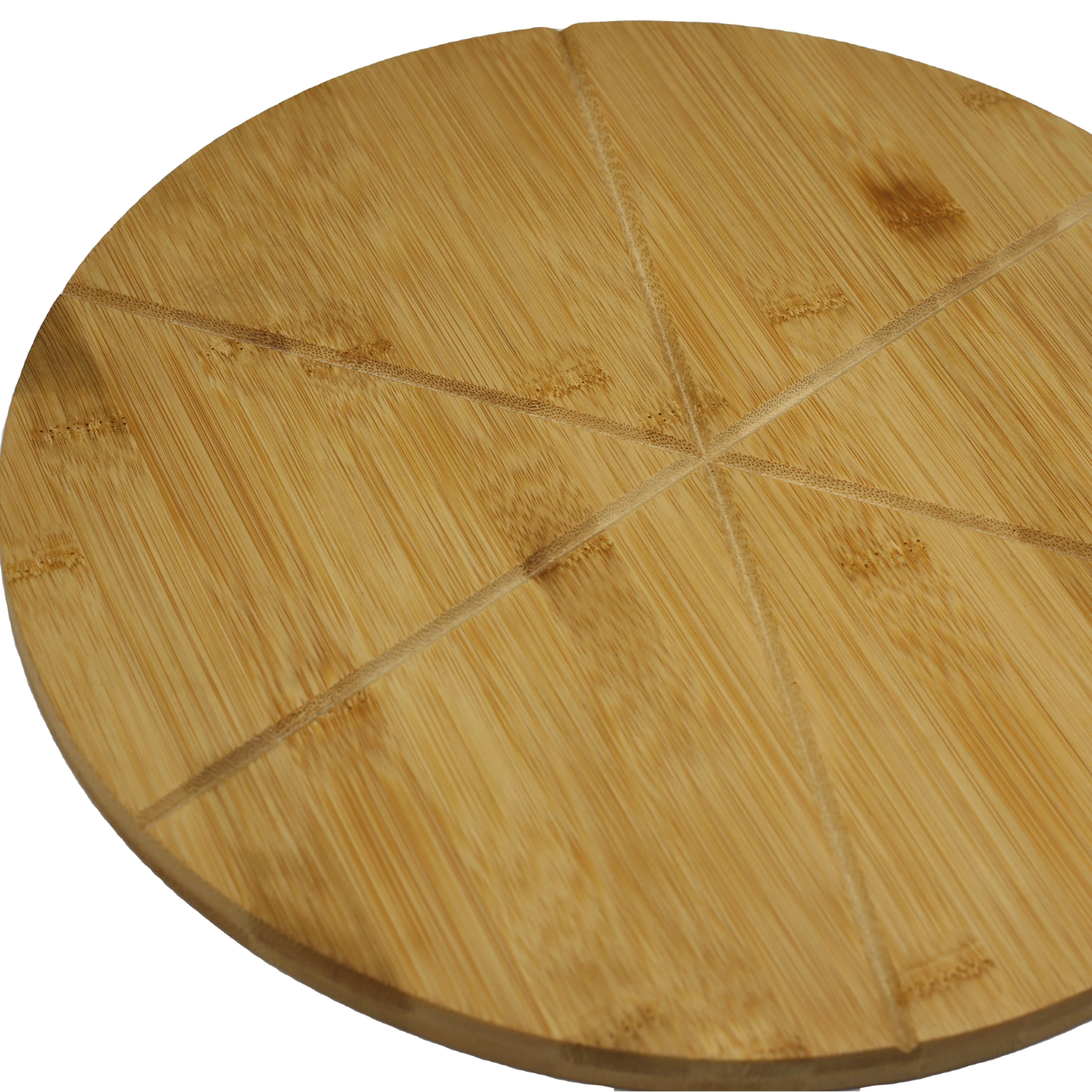 Eco Friendly  Bamboo  Pizza Cutting Board Round Pizza Serving Board for Kitchen