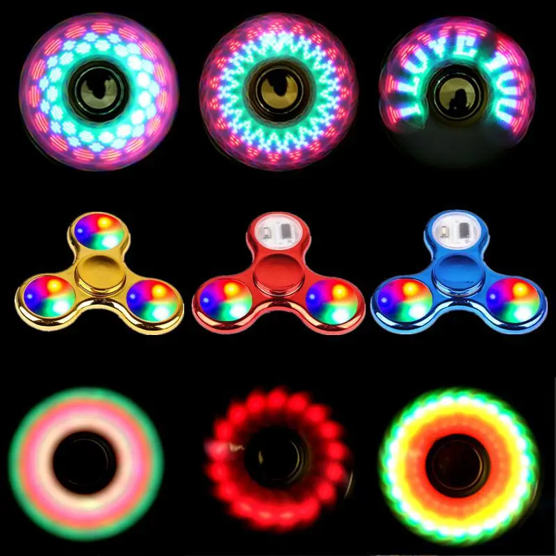 Newest Custom Logo Luminous Fidget spinnersToy For Kids LED Light Up Plastic Metal  With High Quality Cool Finger Spinner Toy