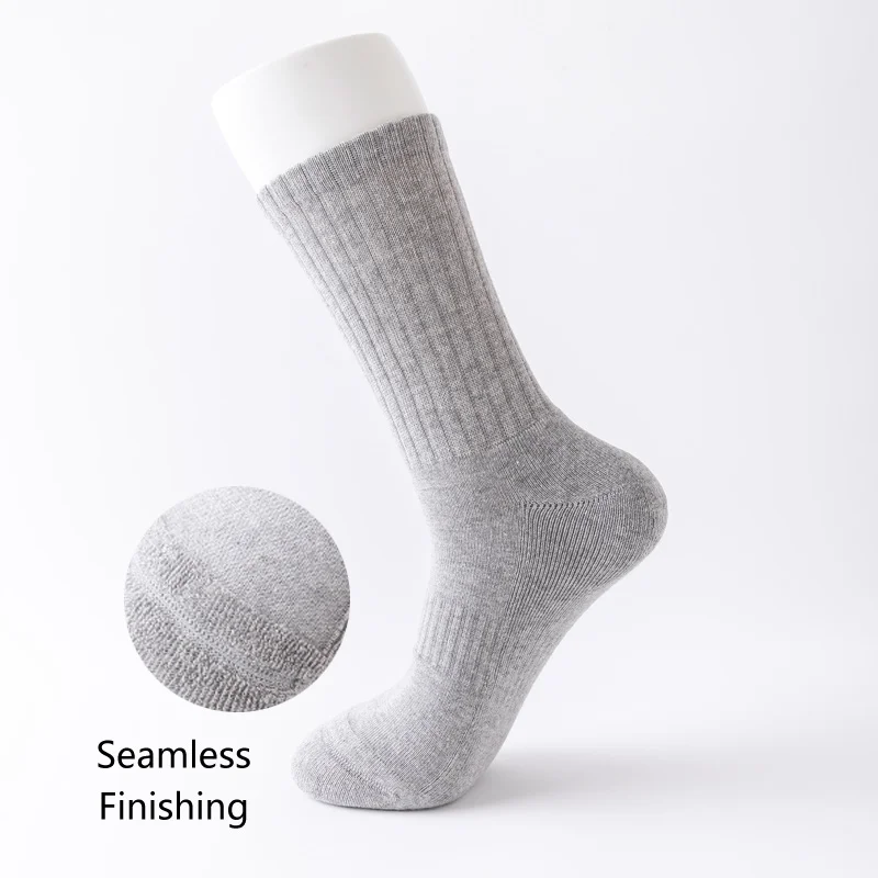 Wholesale breathable organic bamboo cotton socks manufacturers compression sports terry socks  solid pure black seamless socks