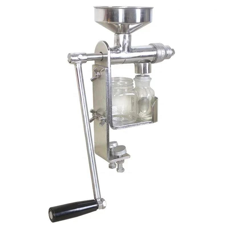 Household Small Micro Oil Press Peanut Oil Olive Oil Mini Manual Stainless Steel Silver Provided Convenient Sustainable Bearing