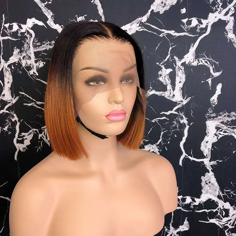 High Quality 13x4 Lace Front Wig 1B/27 Glueless Pre-Plucked Brazilian Virgin Hair Bob Wig 100% Human Hair Wig For Women