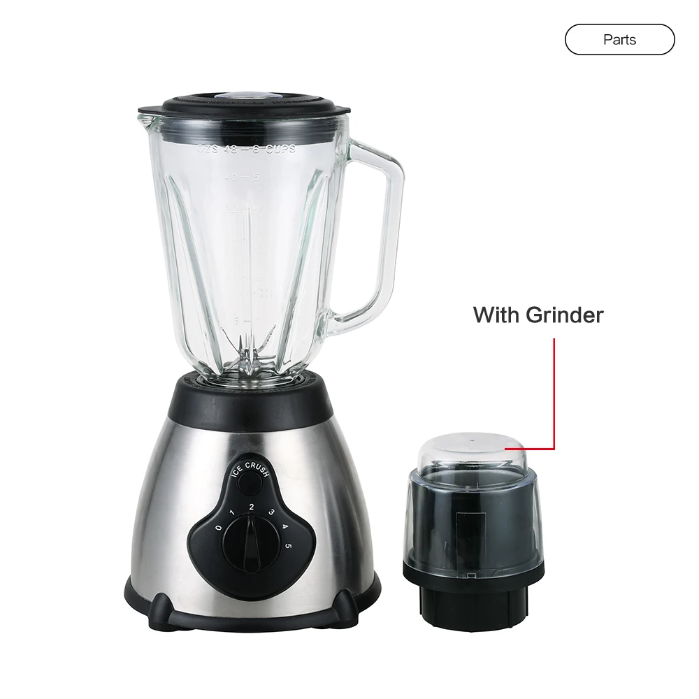 Ice Crusher Fruit Food Blender Jars Grinder Factory Direct Stainless Steel with Glass Electric Multifunctional Oem Push Button