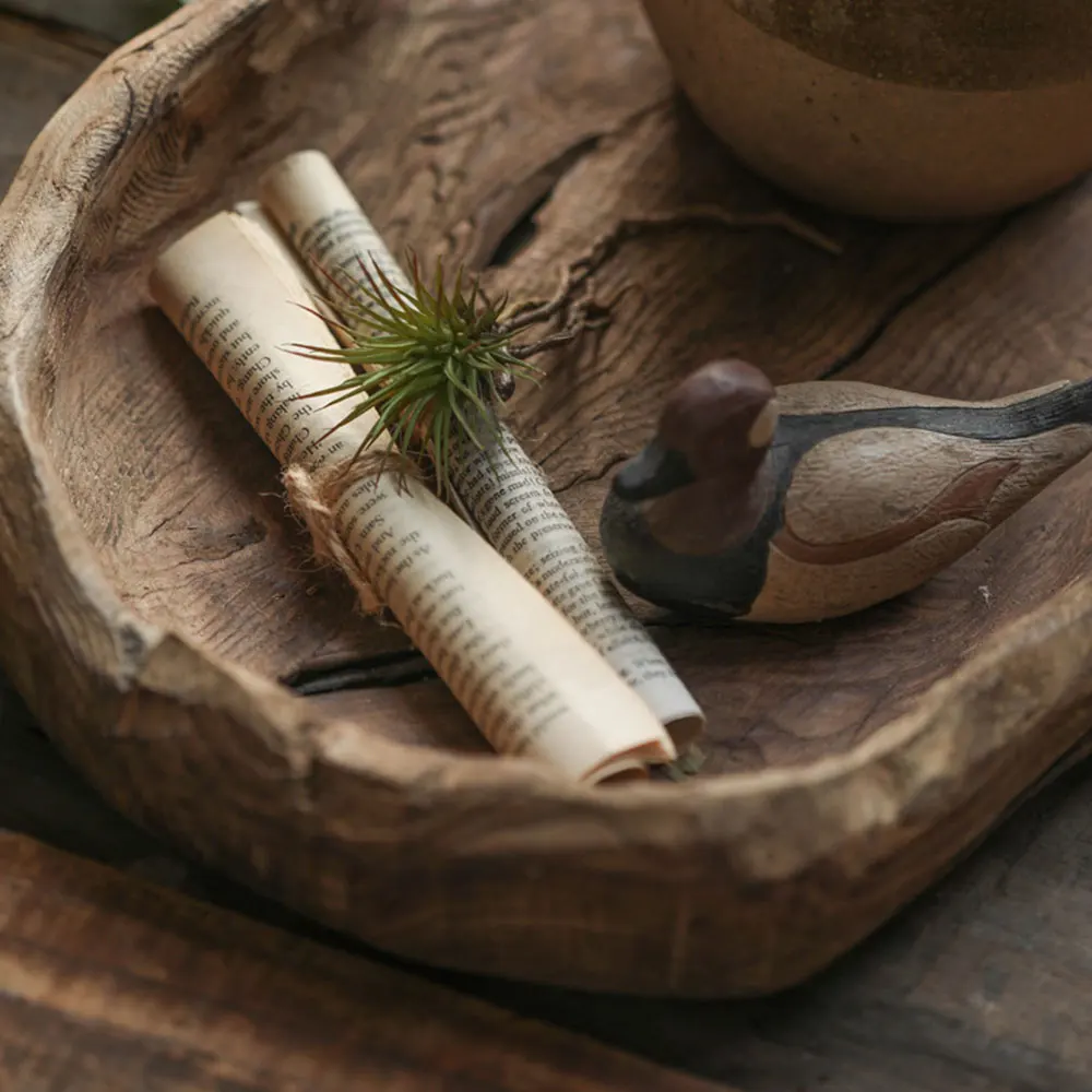 Wooden tray quiet wind retro solid wood snack tray candy tray household living room