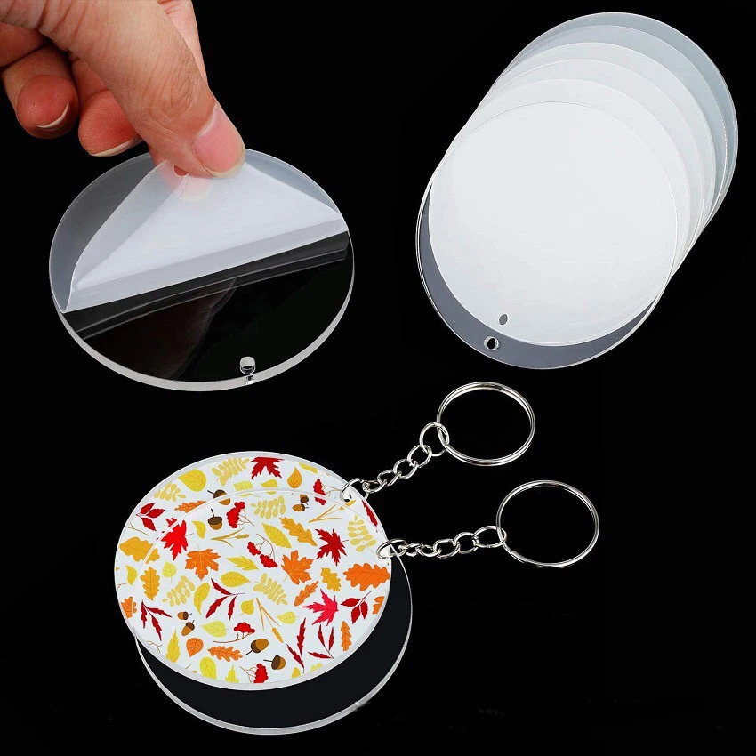 clear sublimation custom double sided circle acrylic blanks keychain for Christmas diy key chain