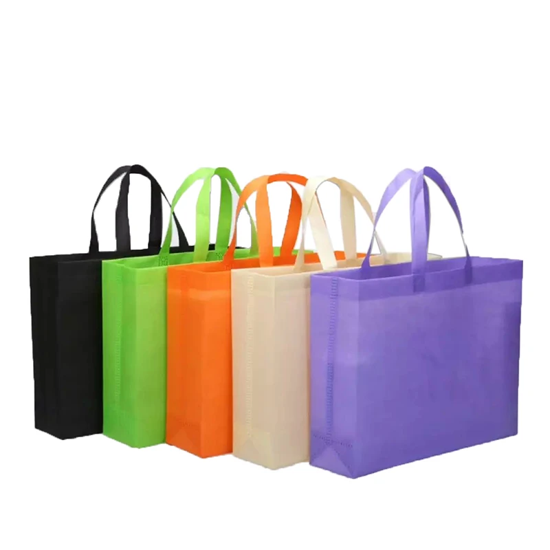 Cheap custom logo print non woven gift bag purple green orange non-woven packaging advertising tote bag black and white gift bag