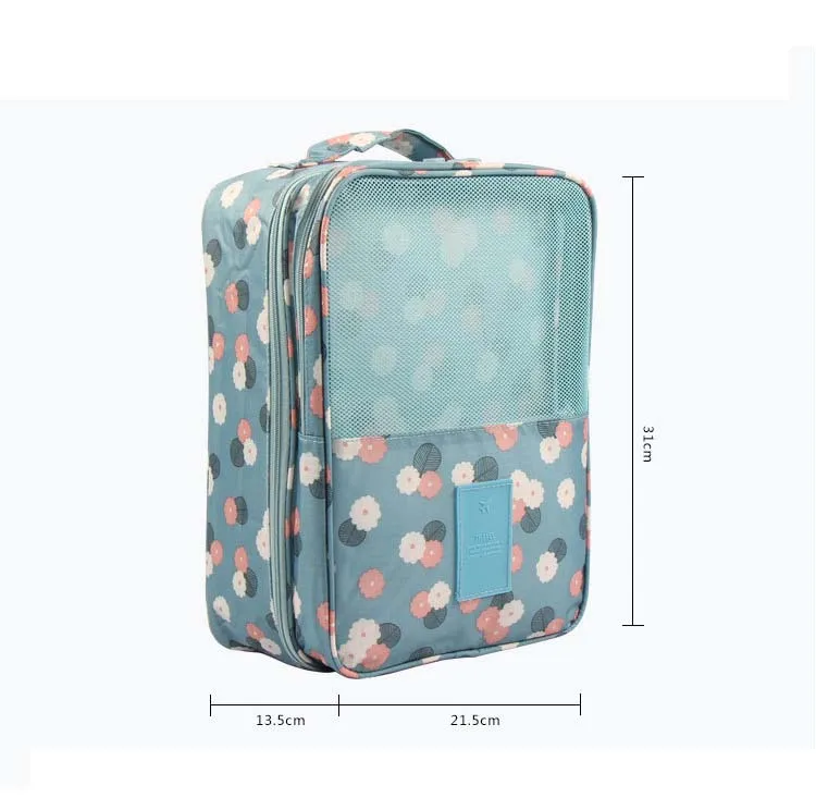 wholesale waterproof fashion custom printing nylon or polyester wholesale travel shoe bag with zipper