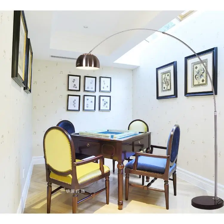 Living room floor lamp play mahjong room special light Bedroom study light creative simple sparrow reading stainless steel rice