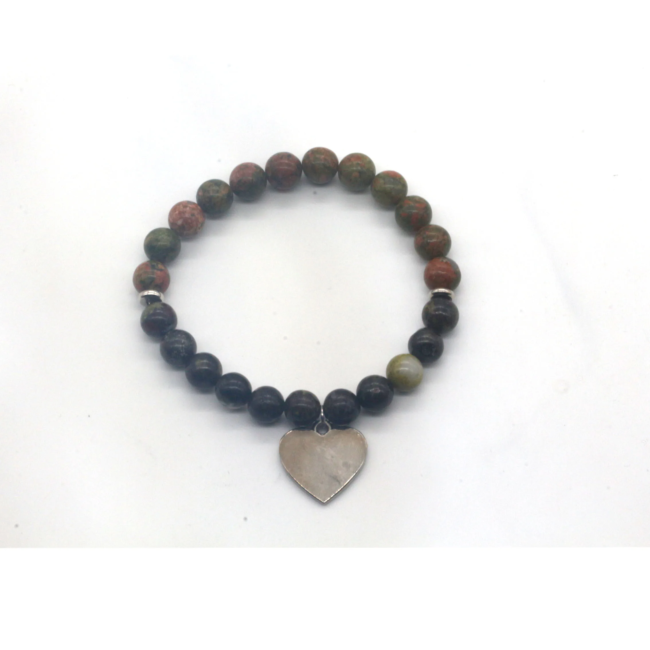 2024 Wholesale Fashion Jewelry Bracelets heart shape charms custom logo  natural stone beads bracelets for Christmas Gift