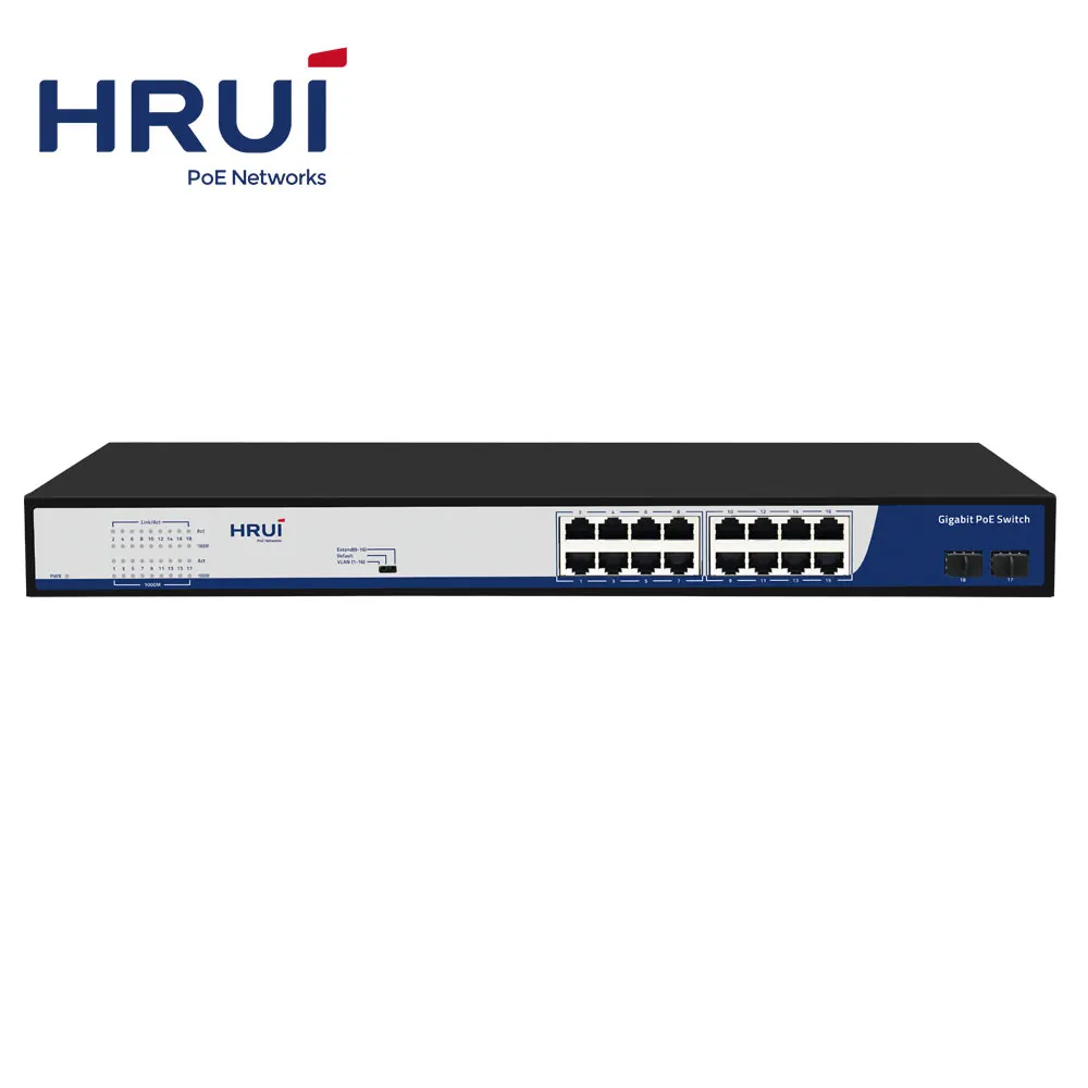 Горячая Распродажа хорошая цена без задержки VLAN 250m 2 SFP волоконный гигабитный стандарт Uplink 48 В PoE коммутатор 16