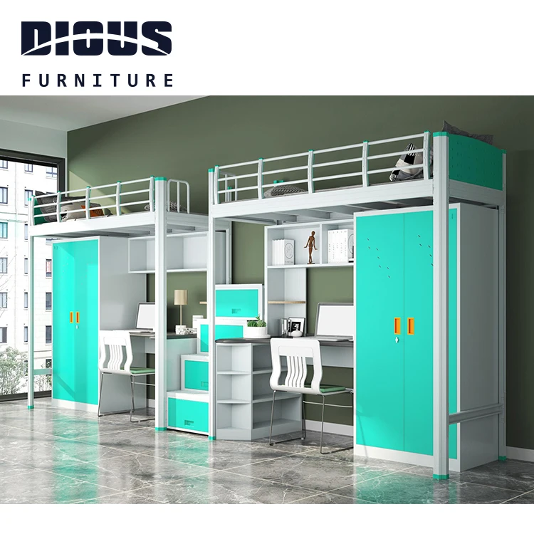 Высококачественная современная металлическая кровать для школьного общежития, лофт, кровать для взрослых и студентов, двухъярусная кровать со столом