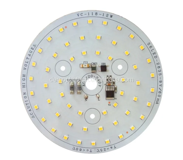 CB CE RoHS Certificate 12W AC 220V Round Board DOB LED PCB Board Module for Bulb Light and Downlight