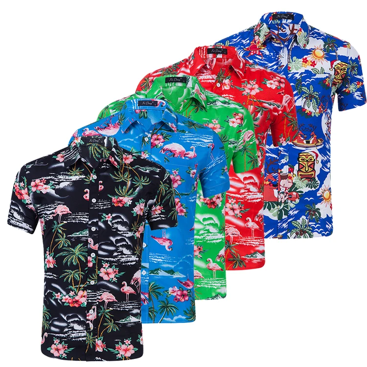 Wholesale Resort Hawaiian Beach Style Casual Party Wear Print Floral Short Sleeve Shirts For Men