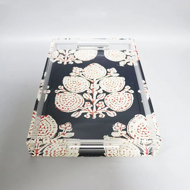 Rectangle Acrylic Serving Trays for Restaurant Food Tray Custom Printed Suqre Display Tray Organizer