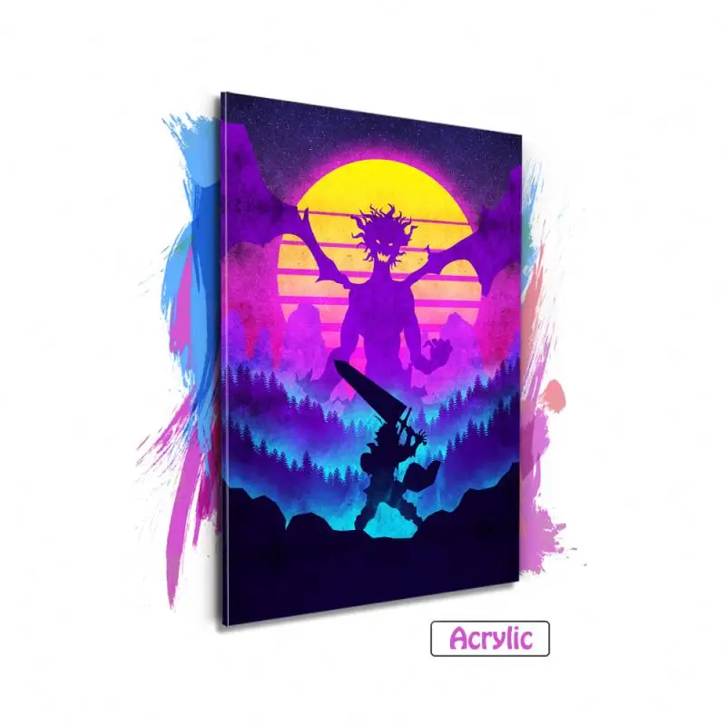 Japanese anime acrylic arts neon print posters anime art painting decor paintings and wall arts