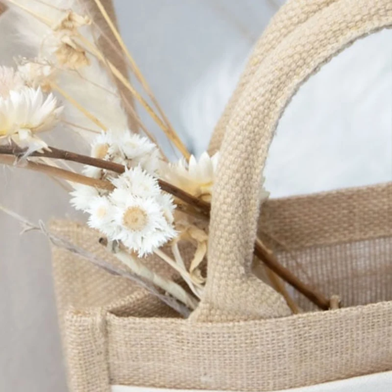 Eco Friendly Laminated Jute Bag Burlap Reusable Linen Shopping Tote Bags With Custom Logo For Advertising