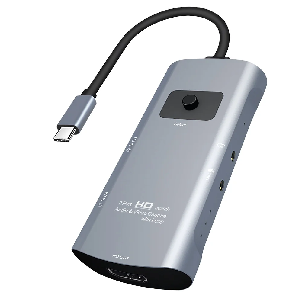 Выход Z54A HD + 2 входа микрофон аудио для переключателя видеозахвата Type-C с