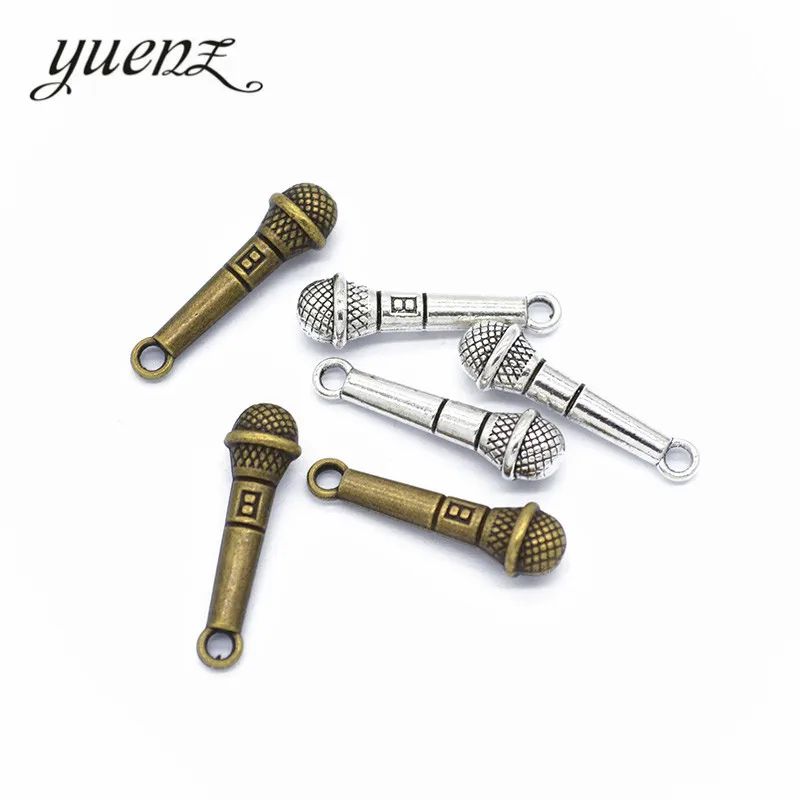 YuenZ Antique silver color microphone Charms Retro DIY Fashion Handmade Pendant Charms for Jewerly Making 24*17mmP132