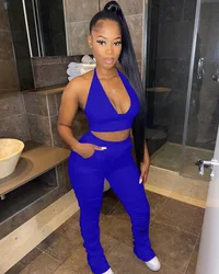 Sexy Women Two Piece Sweat Pants Sets Summer Clothes Ladies 2 Piece Set Clothing Tracksuits Stacked Joggers Suits Sets