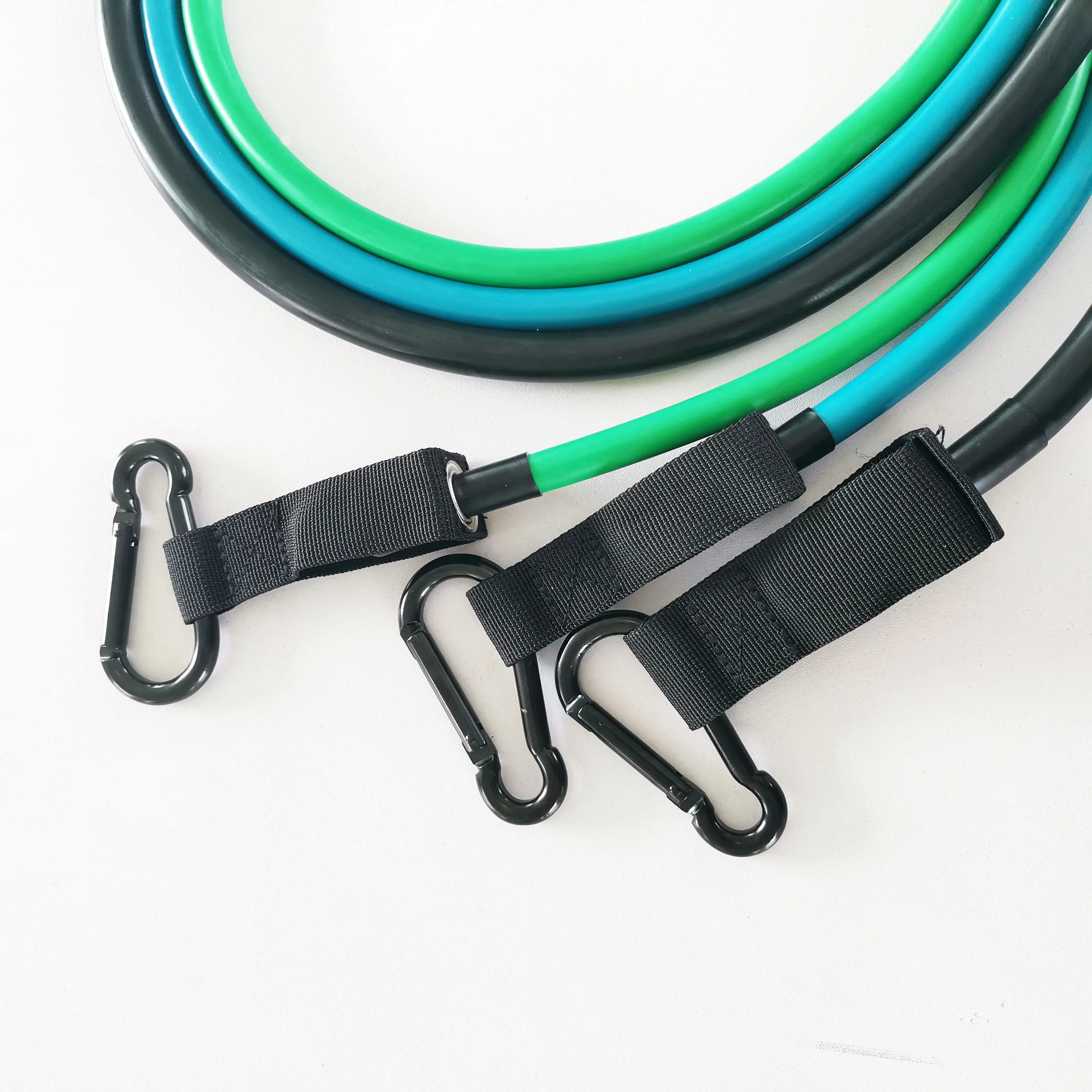 Gymarts home training set of 3 resistance tube band with black aluminum hook