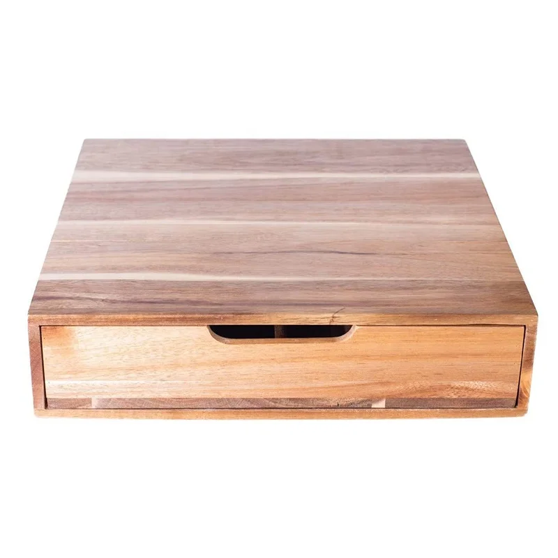 Wholesale compartment storage box wooden storage holder solid wood coffee pod drawer