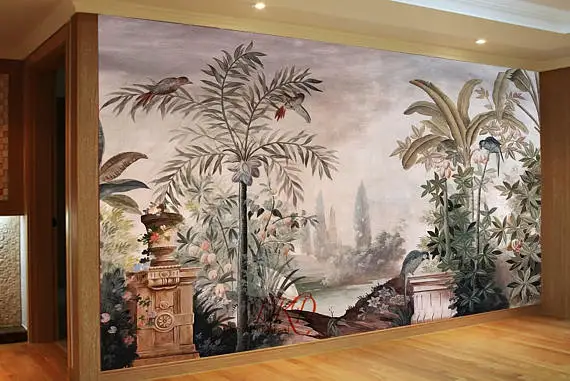 ROYI ART Chinoiserie hand painted wallpaper and embroidered silk wallpaper