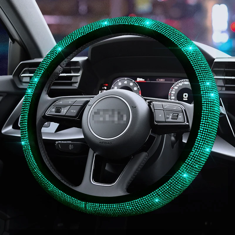 2022 Car Steering Wheel Cover Diamond Bling Automobile Rhinestone Armrest Stylish Diamond Car Interior Accessories