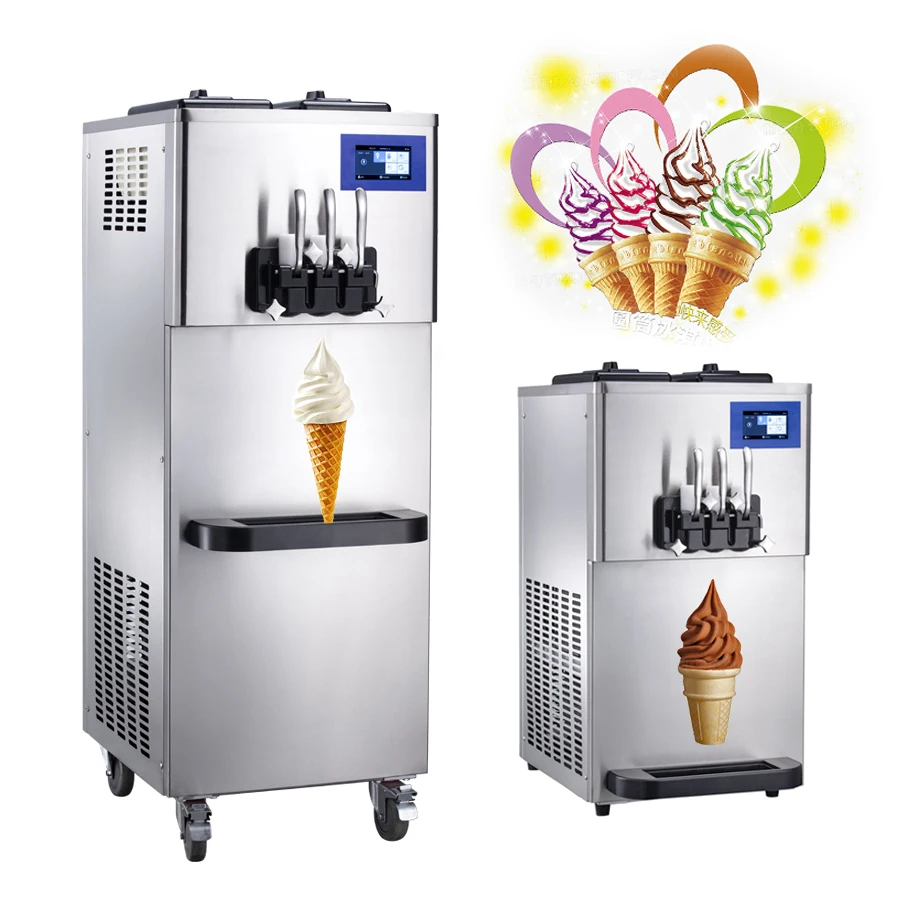 Chinese Automatic Soft Serve Ice Cream Machine 3 Flavors Ice Cream