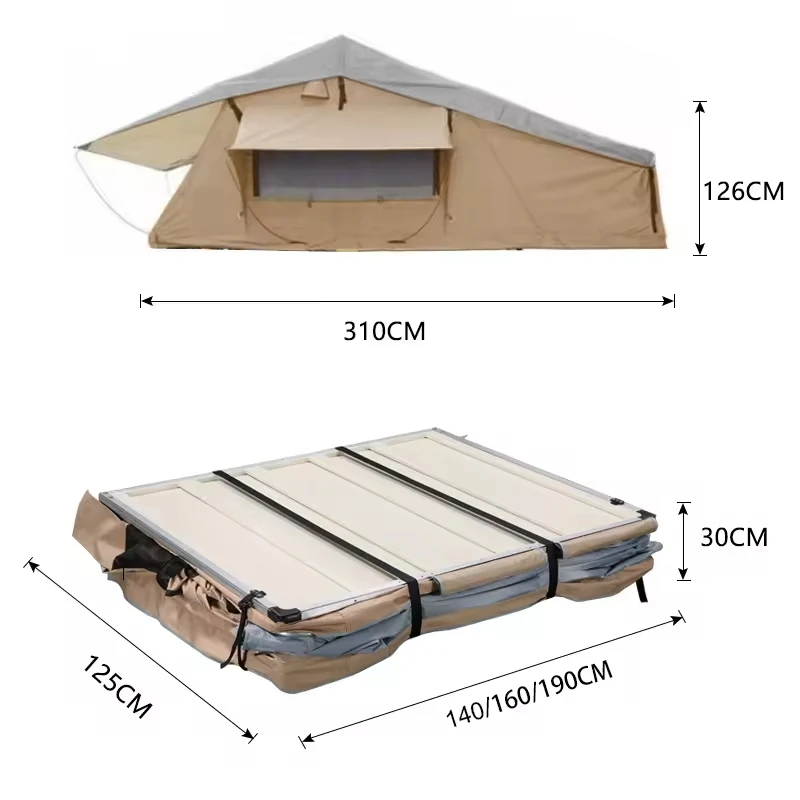 Waterproof material tent Heavy duty offroad camping Ruggedized soft shell car roof top tent truck SUV camp 4x4 soft rooftop tent
