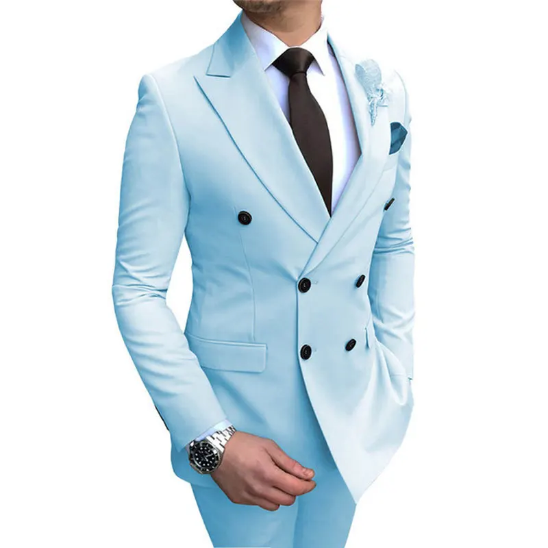 S8591F    2024   New Slim-Fitting Plus Large Size Cotton Business Leisure Suit Two-Set Wedding Banquet Suit for Men